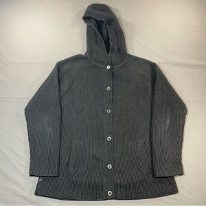 Lauren Ralph Lauren Cotton Rib Knit Button-Front Hoodie Cardigan - Women Large